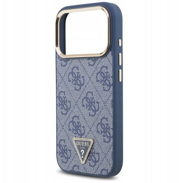 Etui Guess 4G Triangle Logo MagSafe do iPhone 17 Pro niebieski złoty