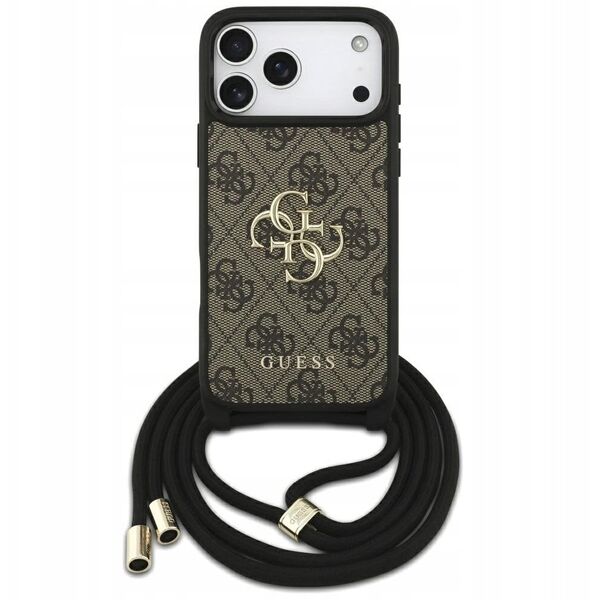 Etui Guess 4G Big Logo Cord Stap Crossbody do iPhone 17 Pro Max brązowy