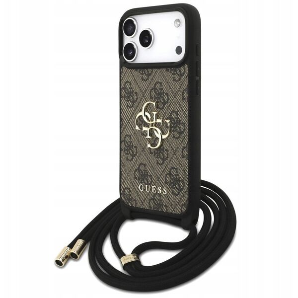 Etui Guess 4G Big Logo Cord Stap Crossbody do iPhone 17 Pro Max brązowy