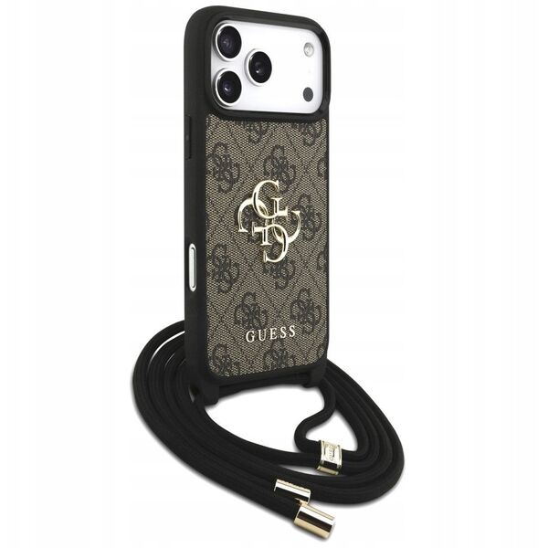 Etui Guess 4G Big Logo Cord Stap Crossbody do iPhone 17 Pro Max brązowy