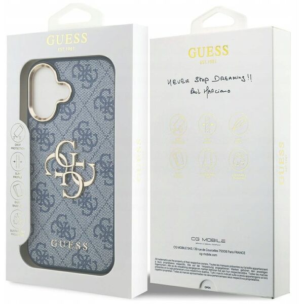 Etui Guess 4G Big 4G Classic Logo do iPhone 17 niebieski złoty