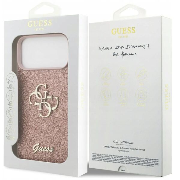 Etui Guess Fixed Glitter Big 4G do iPhone 17 Pro Max różowy