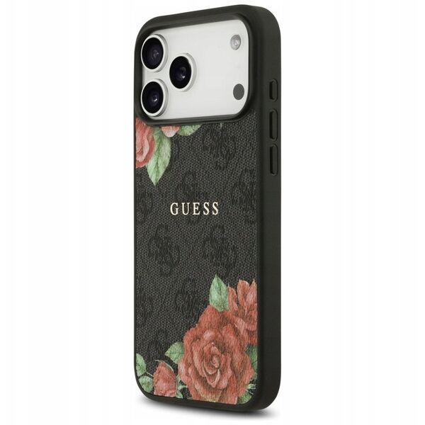 Etui Guess 4G Flowers Print MagSafe do iPhone 17 Pro czarny