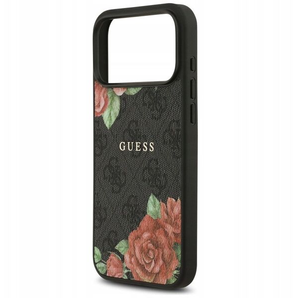 Etui Guess 4G Flowers Print MagSafe do iPhone 17 Pro czarny
