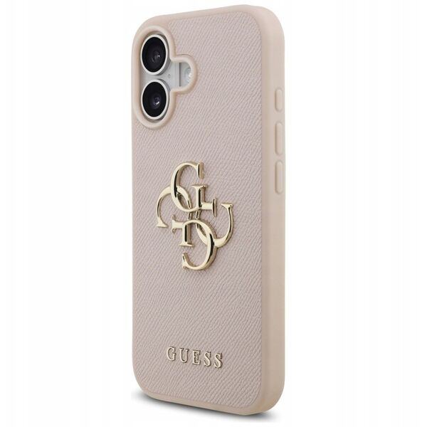 Etui Guess Grained Big 4G & Classic Logo do iPhone 17 różowy