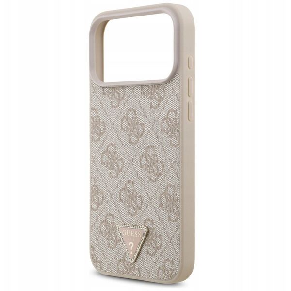 Etui Guess Leather 4G Triangle Strass MagSafe do iPhone 17 Pro Max różowy