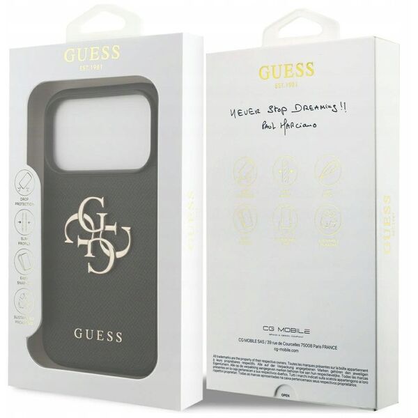 Etui Guess Grained Big 4G & Classic Logo do iPhone 17 Pro czarny