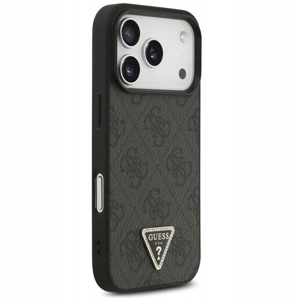 Etui Guess Leather 4G Triangle Strass MagSafe do iPhone 17 Pro czarny