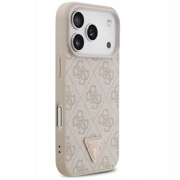 Etui Guess Leather 4G Triangle Strass MagSafe do iPhone 17 Pro różowy
