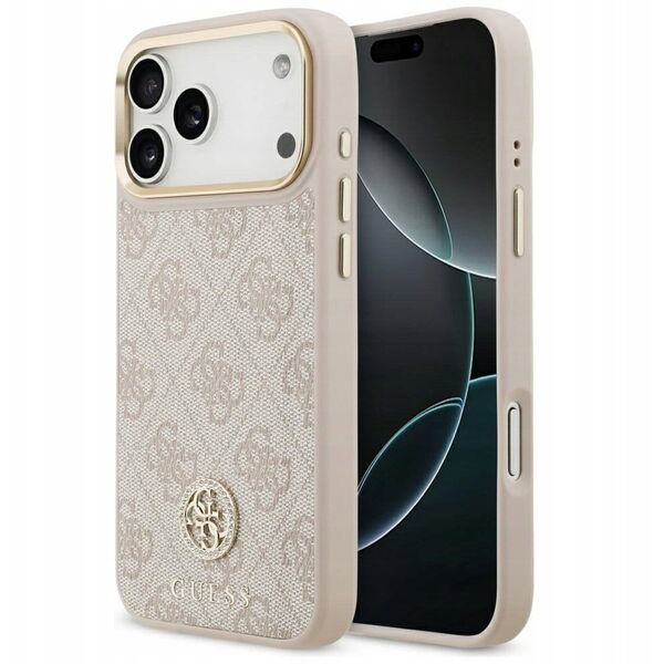 Etui Guess 4G Strass Logo MagSafe do iPhone 17 Pro Max różowy