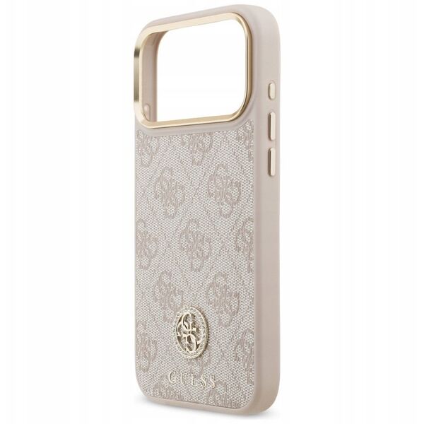 Etui Guess 4G Strass Logo MagSafe do iPhone 17 Pro Max różowy