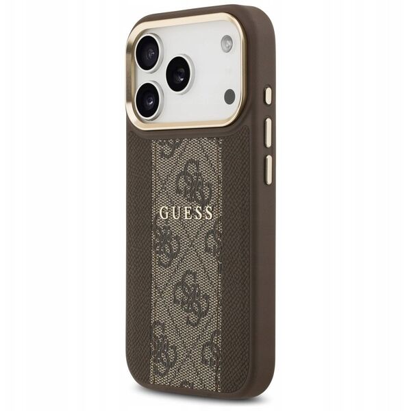 Etui Guess 4G Stripe MagSafe do iPhone 17 Pro brązowy