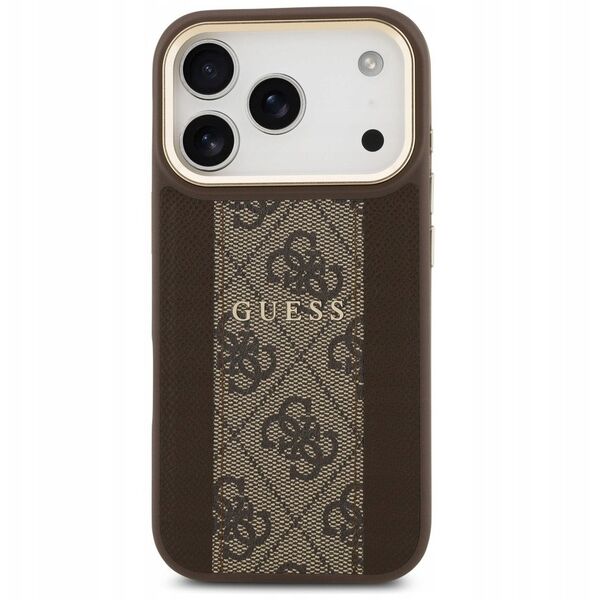 Etui Guess 4G Stripe MagSafe do iPhone 17 Pro brązowy