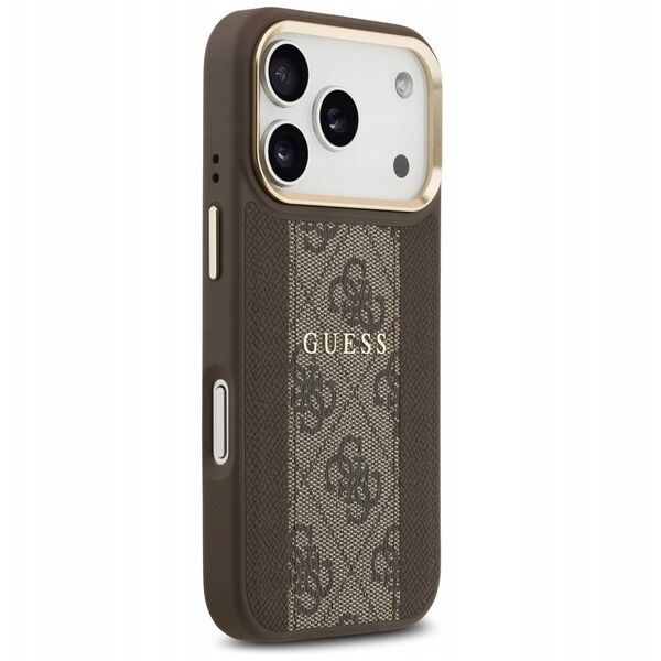 Etui Guess 4G Stripe MagSafe do iPhone 17 Pro brązowy