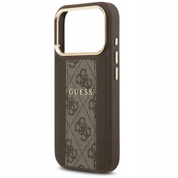 Etui Guess 4G Stripe MagSafe do iPhone 17 Pro brązowy