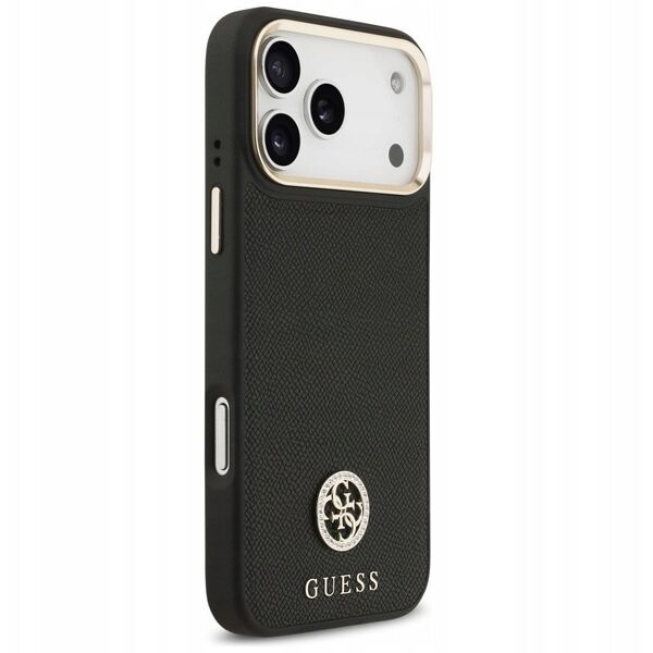 Etui Guess Grained Strass Logo MagSafe do iPhone 17 Pro Max czarny