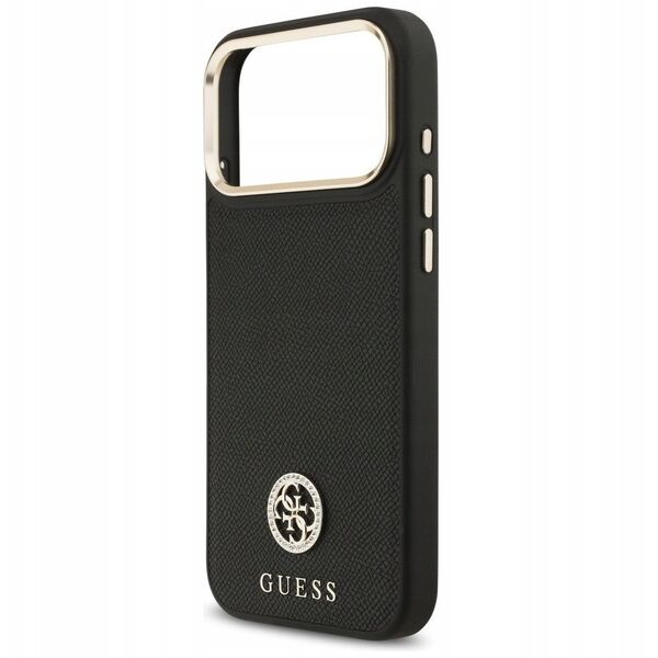 Etui Guess Grained Strass Logo MagSafe do iPhone 17 Pro Max czarny