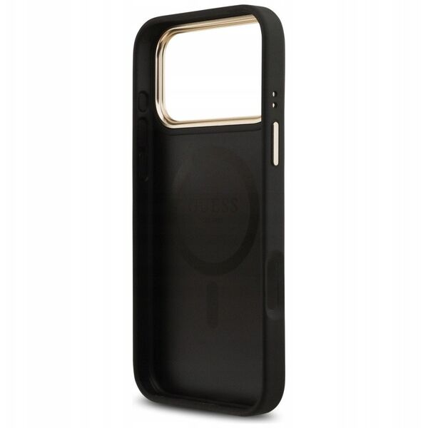 Etui Guess Grained Strass Logo MagSafe do iPhone 17 Pro Max czarny