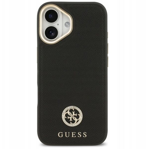 Etui Guess Grained Strass Logo MagSafe do iPhone 17 czarny