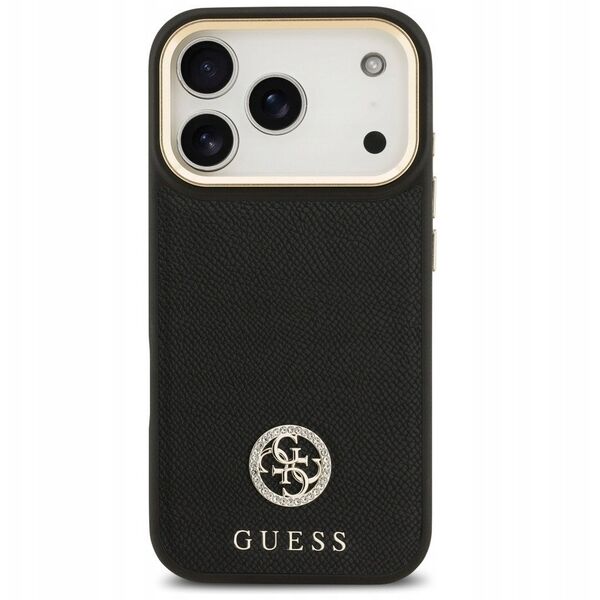 Etui Guess Grained Strass Logo MagSafe do iPhone 17 Pro czarny