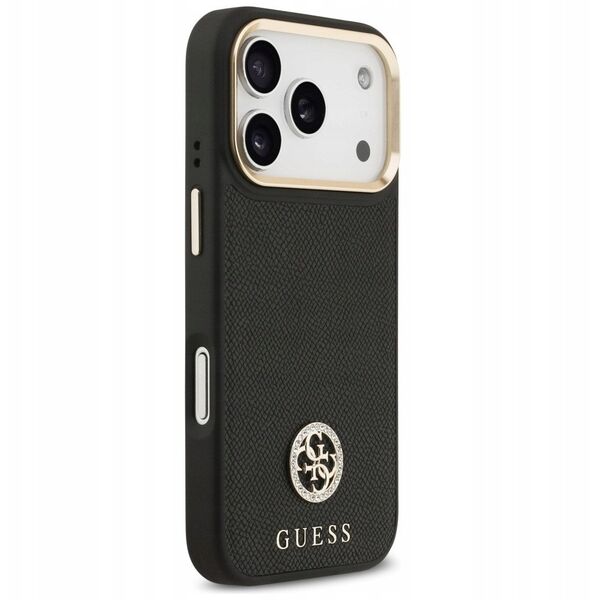 Etui Guess Grained Strass Logo MagSafe do iPhone 17 Pro czarny
