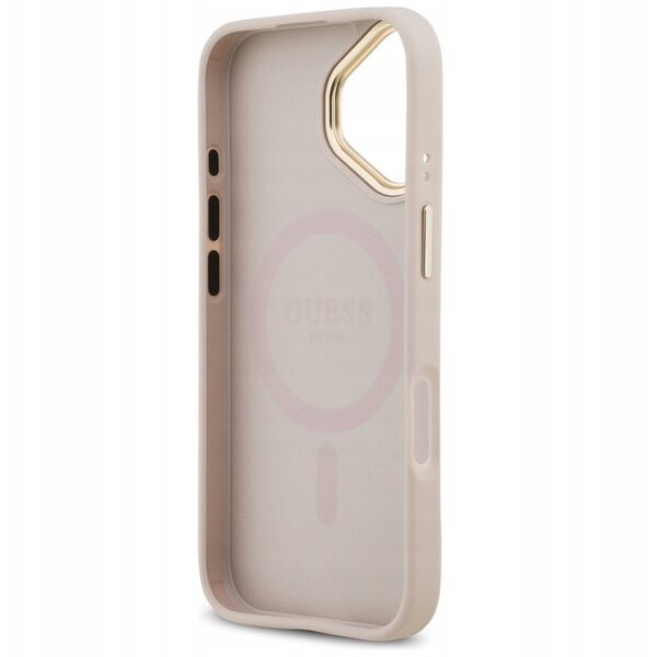 Etui Guess Grained Strass Logo MagSafe do iPhone 17 różowy
