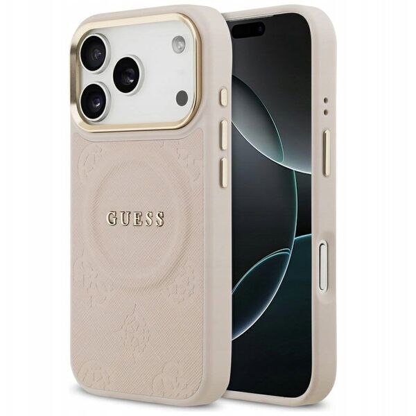 Etui Guess Peony Hot Stamp MagSafe do iPhone 17 Pro różowy