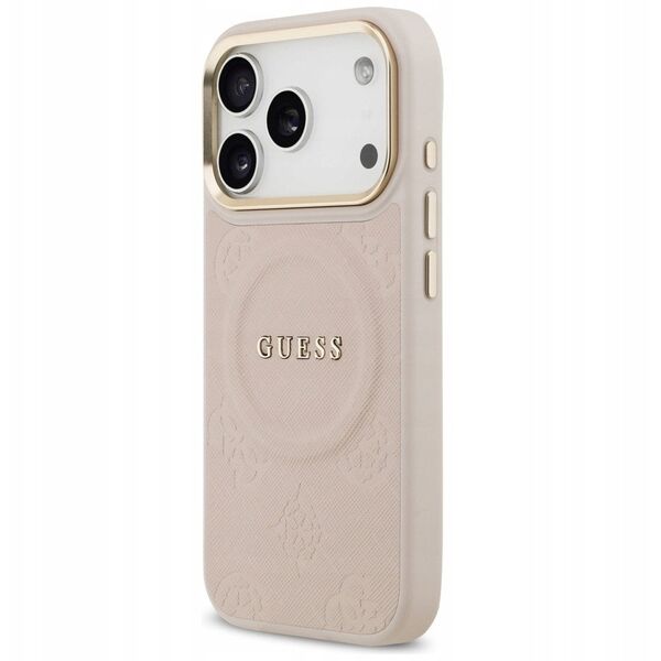 Etui Guess Peony Hot Stamp MagSafe do iPhone 17 Pro różowy