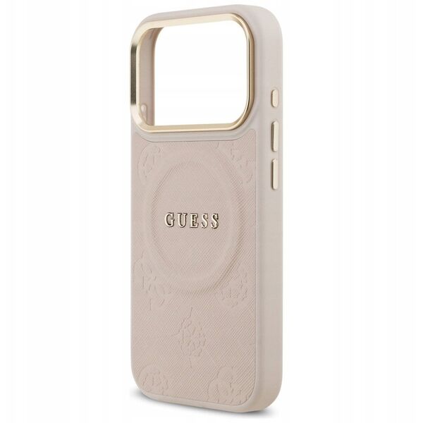 Etui Guess Peony Hot Stamp MagSafe do iPhone 17 Pro różowy