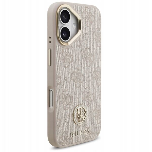 Etui Guess 4G Strass Logo & Big Strap Metal Buttons MagSafe do iPhone 17 różowy