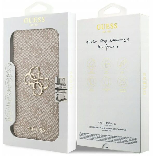 Etui Guess Book 4G Metal Logo do iPhone 17 Pro Max różowy