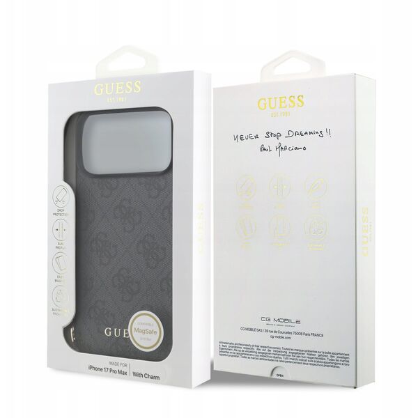 Etui Guess 4G Charms Collection MagSafe do iPhone 17 Pro Max czarny