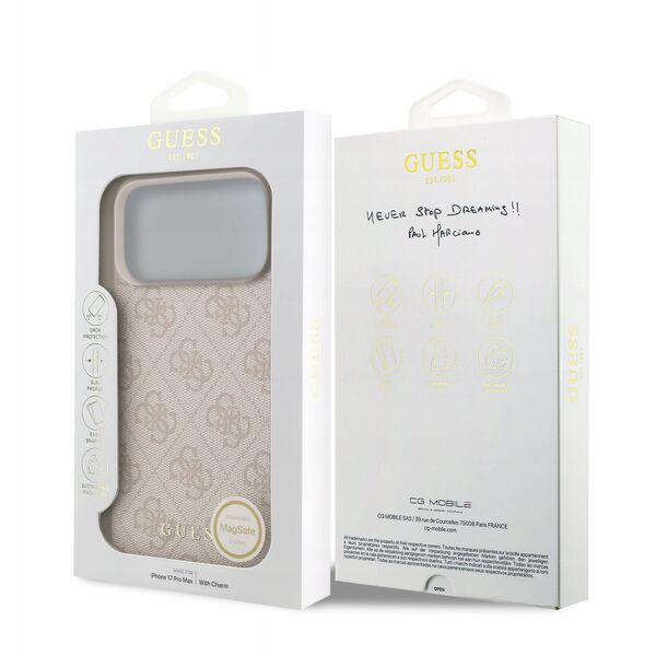 Etui Guess 4G Charms Collection MagSafe do iPhone 17 Pro różowy