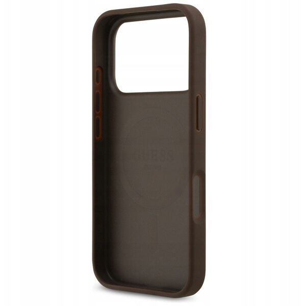Etui Guess 4G Circle Classic Logo MagSafe do iPhone 17 Pro brązowy