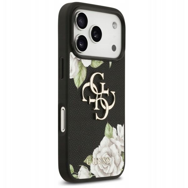 Etui Guess Grained Roses & Big 4G Logo do iPhone 17 Pro czarny
