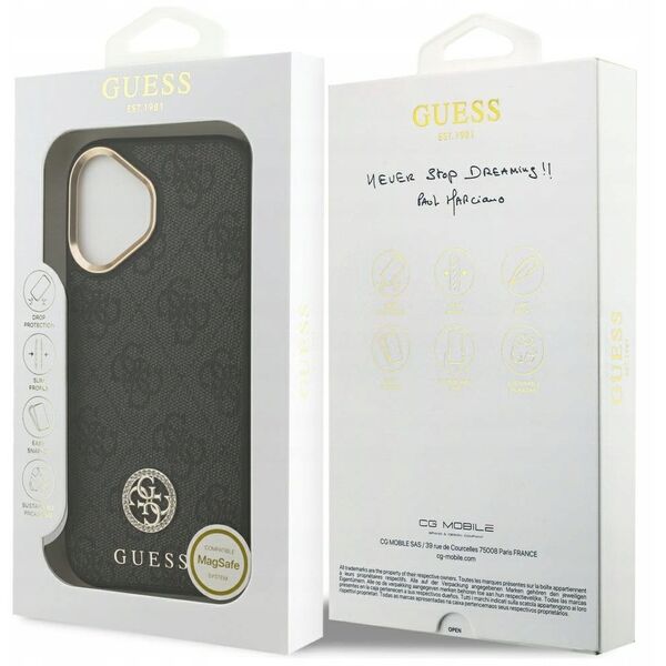 Etui Guess 4G Strass Logo MagSafe do iPhone 17 czarny