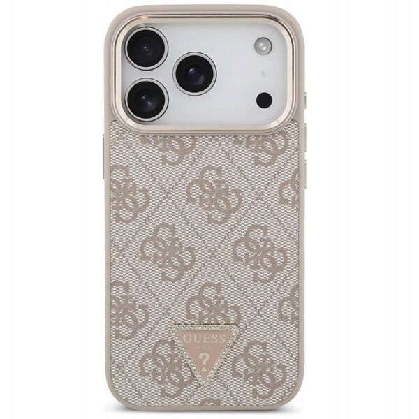 Etui Guess 4G Triangle Logo MagSafe do iPhone 17 Pro różowy złoty