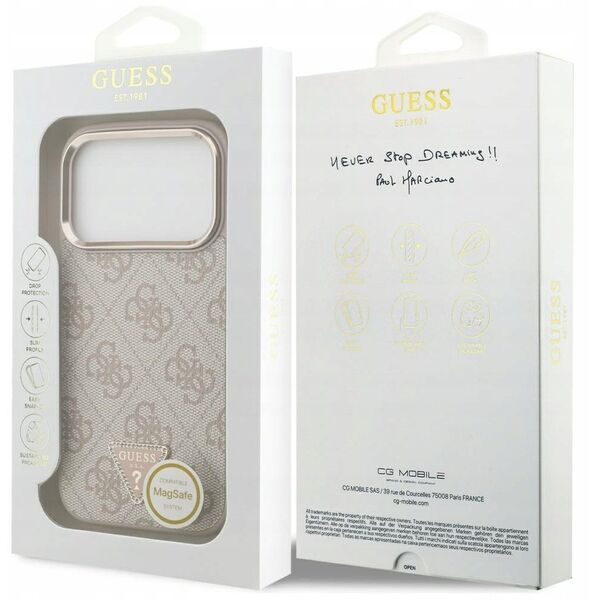 Etui Guess 4G Triangle Logo MagSafe do iPhone 17 Pro różowy złoty