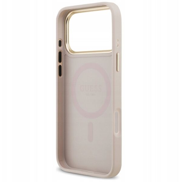 Etui Guess Grained Strass Logo MagSafe do iPhone 17 Pro Max różowy