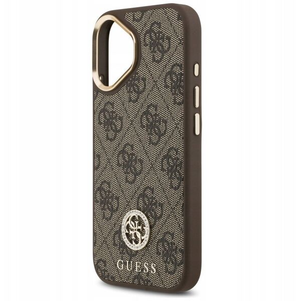 Etui Guess 4G Strass Logo MagSafe do iPhone 17 brązowy