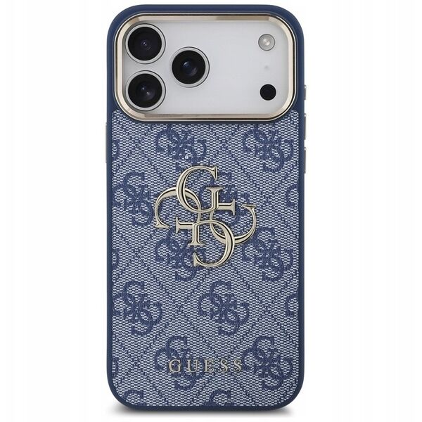 Etui Guess 4G Big 4G Classic Logo do iPhone 17 Pro Max niebieski złoty
