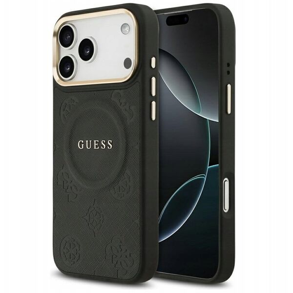 Etui Guess Peony Hot Stamp MagSafe do iPhone 17 Pro Max czarny