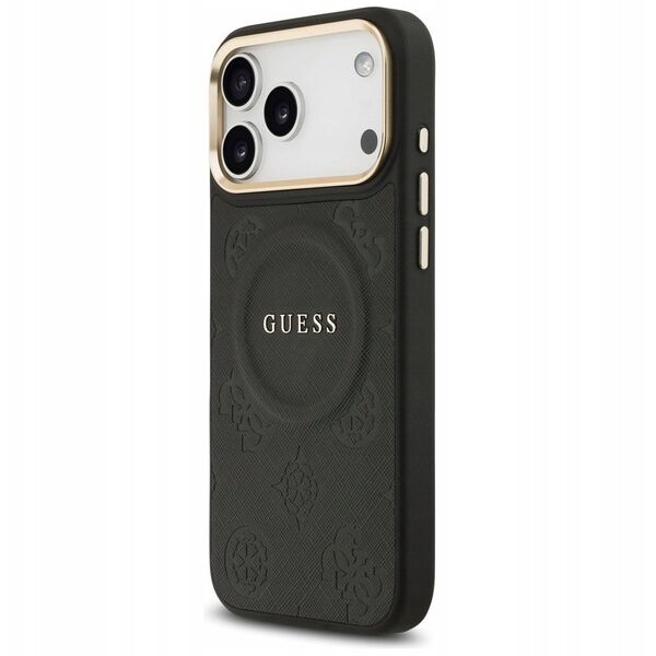 Etui Guess Peony Hot Stamp MagSafe do iPhone 17 Pro Max czarny