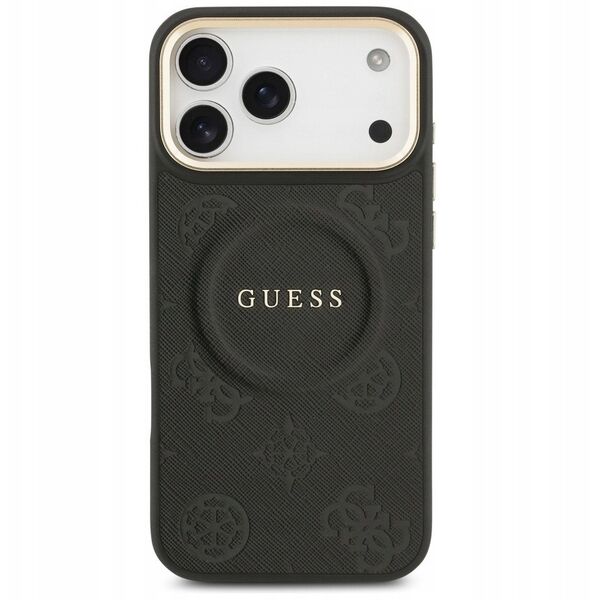 Etui Guess Peony Hot Stamp MagSafe do iPhone 17 Pro Max czarny