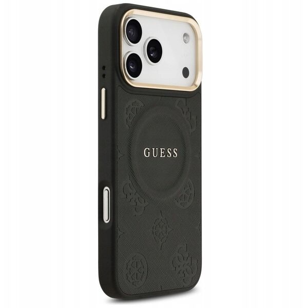 Etui Guess Peony Hot Stamp MagSafe do iPhone 17 Pro Max czarny