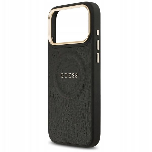 Etui Guess Peony Hot Stamp MagSafe do iPhone 17 Pro Max czarny