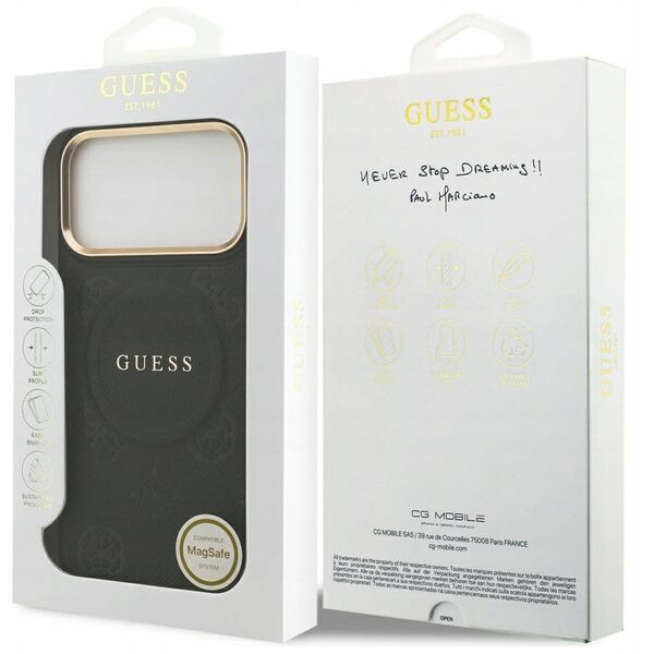 Etui Guess Peony Hot Stamp MagSafe do iPhone 17 Pro Max czarny