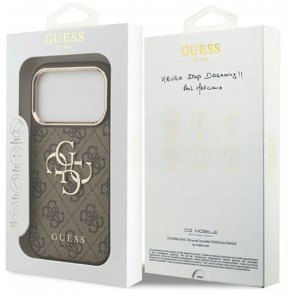 Etui Guess 4G Big 4G Classic Logo do iPhone 17 Pro Max brązowy złoty