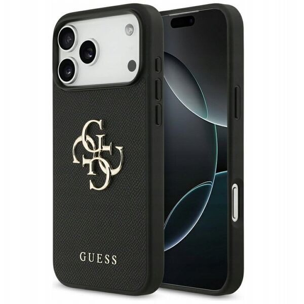 Etui Guess Grained Big 4G & Classic Logo do iPhone 17 Pro Max czarny