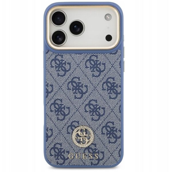 Etui Guess 4G Strass Logo MagSafe do iPhone 17 Pro Max niebieski